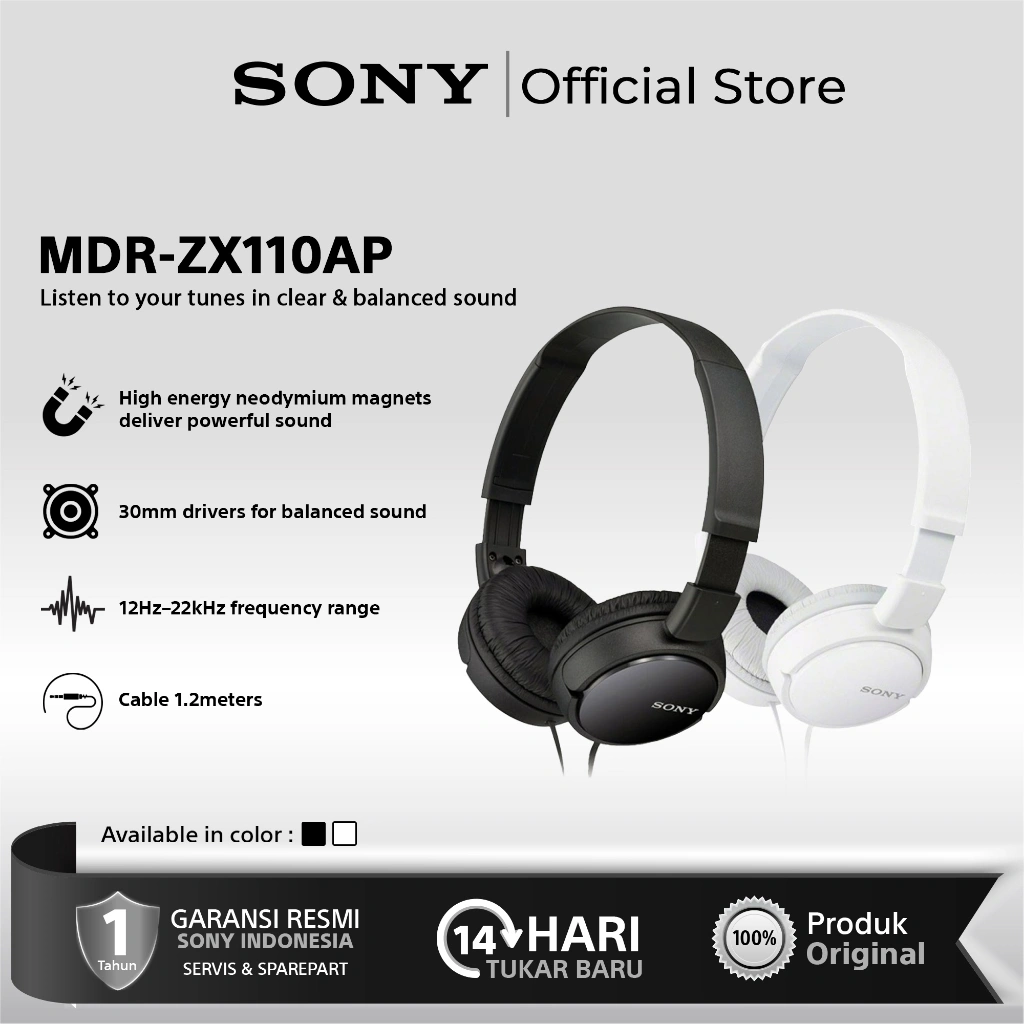 Sony MDR-ZX110AP Smartphone Headset Black