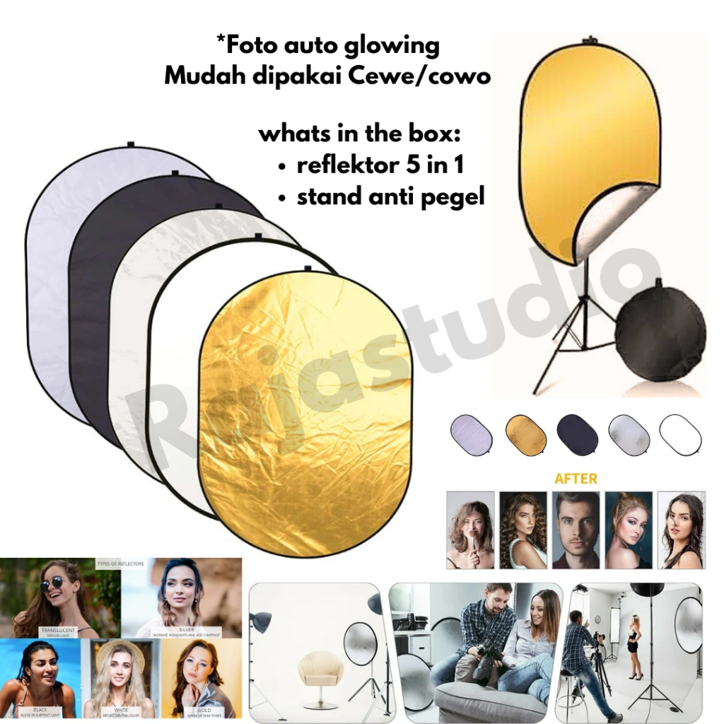 Reflector Studio Foto 5in1 Oval 90x120cm Reflektor Smartphone Canon NIkon Sony Fuji Universal