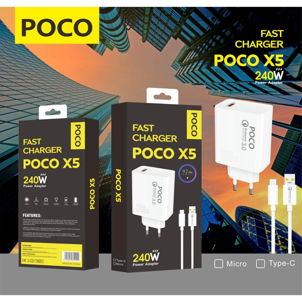 Charger Ori 100% pocophone poco X5 240w Support FastCharging qc3.0 kompatible semua hp smartphone BY SMOLL