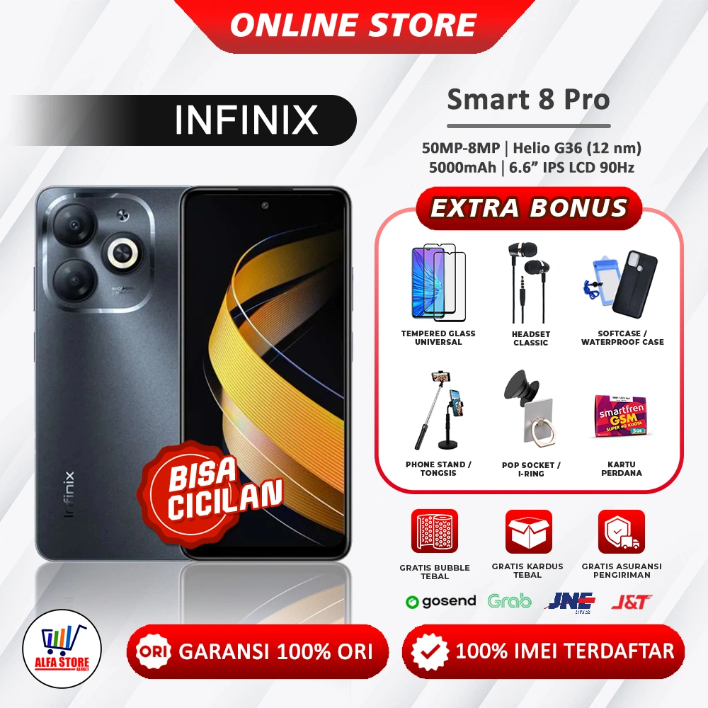Infinix smart 8 pro ram 8+8Gb/128gb smart 8 ram 4+4Gb/128Gb ram 3+4Gb/64Gb Garansi resmi infinix 1 tahun