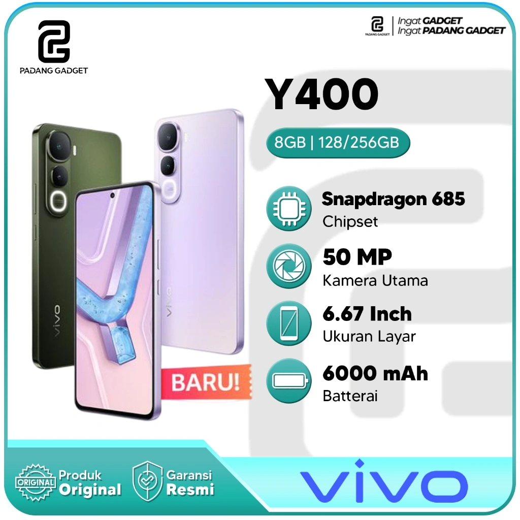 Vivo Y400 8+8/128GB | 8+8/256GB Hp Android Smartphone Original Garansi Resmi
