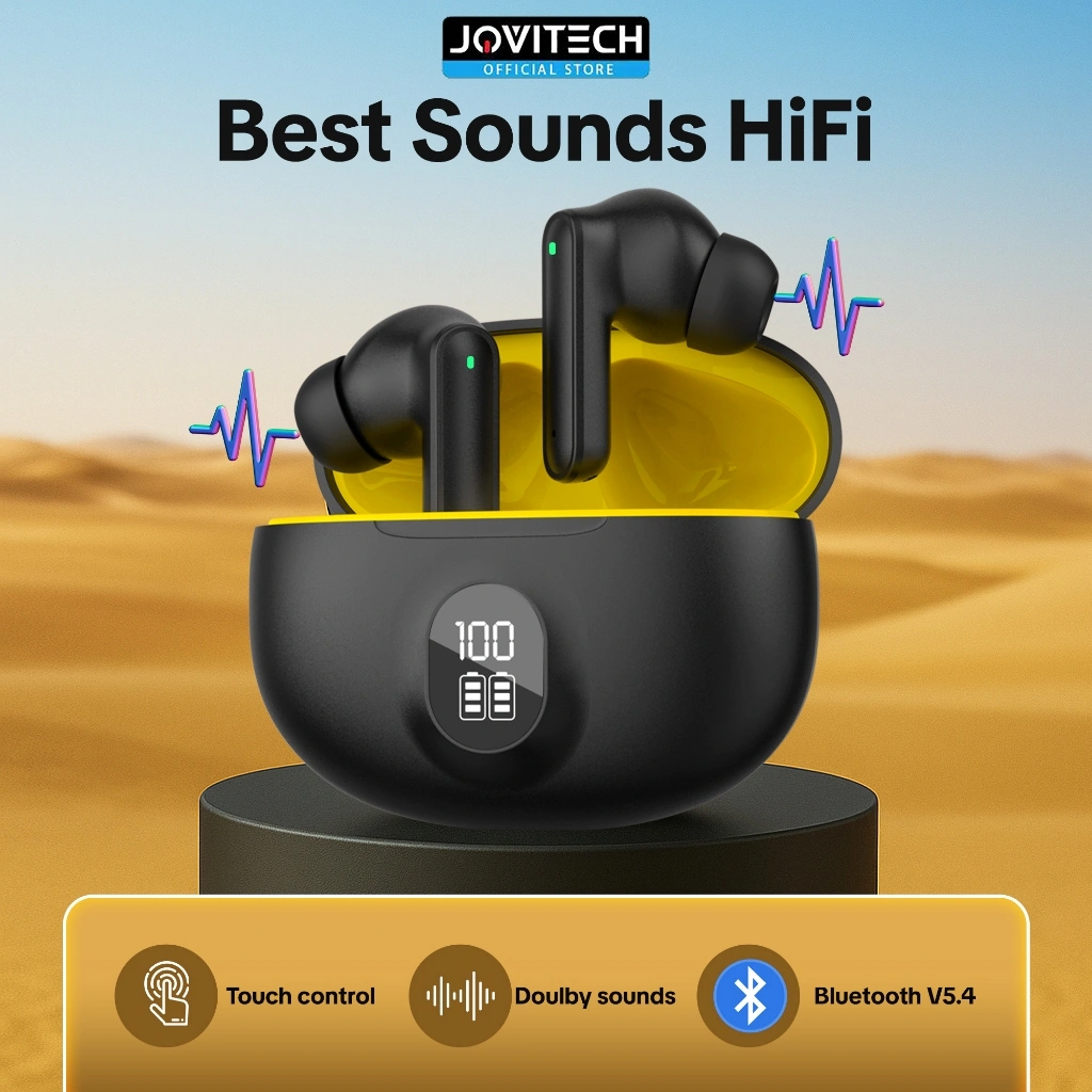 Jovitech EP95R Headset TWS Bluetooth 5.4 True Wireless Headset Bluetooth 5.4 Low latency TWS Gaming Eaphone LED Bass Stereo