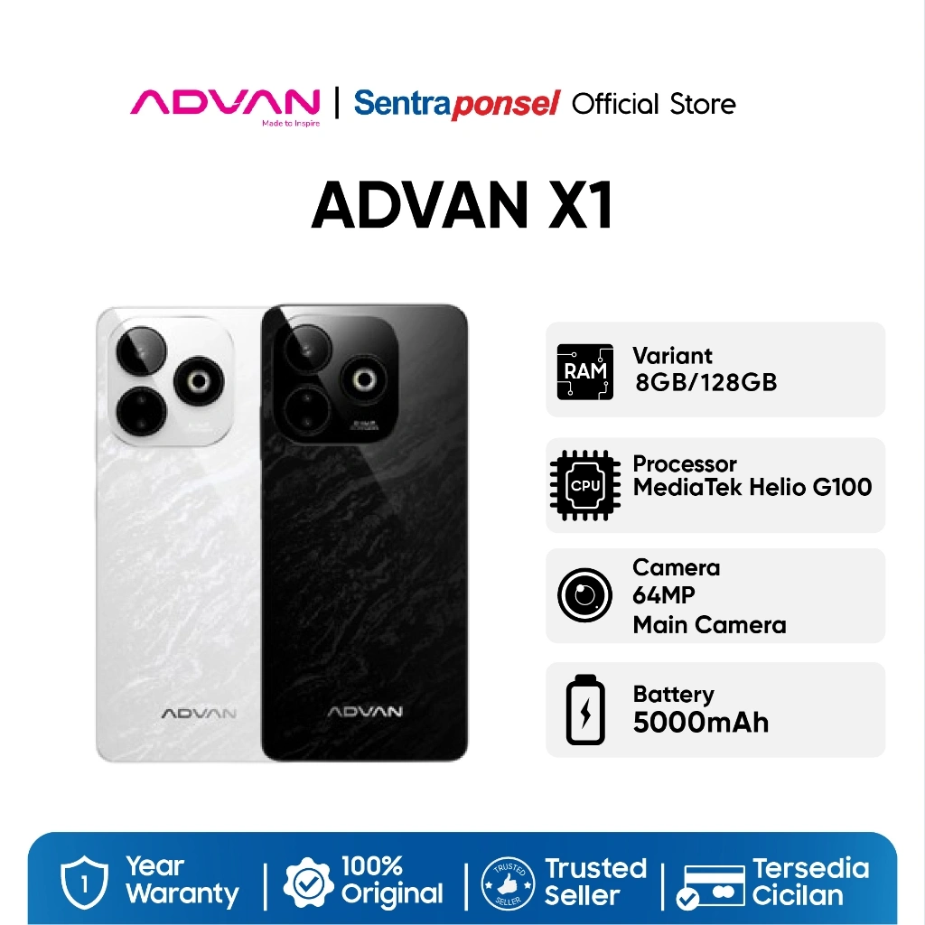 Gaming Smartphone ADVAN X1 | MediaTek Helio G100 | 8GB+8GB/128GB | 6.78" 120Hz FHD+ | 64MP Sony IMX782 | Garansi Resmi Indonesia