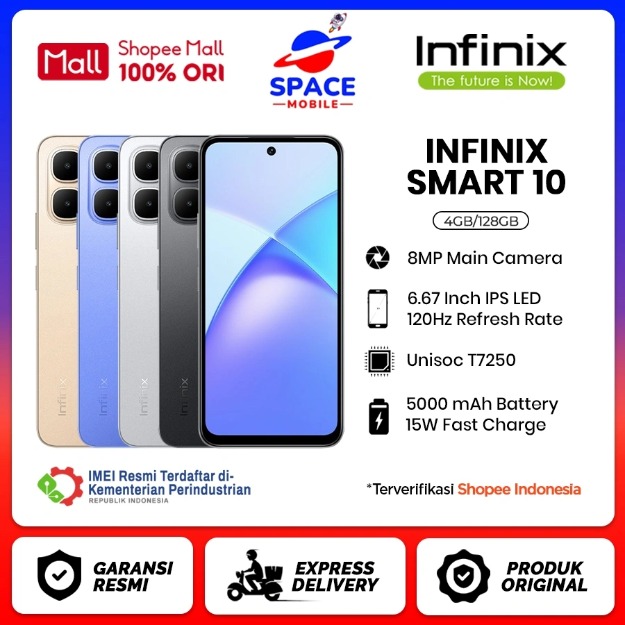 Infinix Smart 10 [4GB+128GB] - Garansi Resmi 1 Tahun