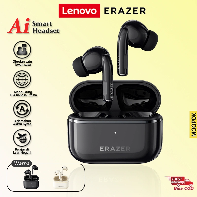 【AI Smart Headset】Lenovo ERAZER XT89Pro Wireless Bluetooth V5.4 Real-Time Translation 134 Bahasa Headset MOOPOK