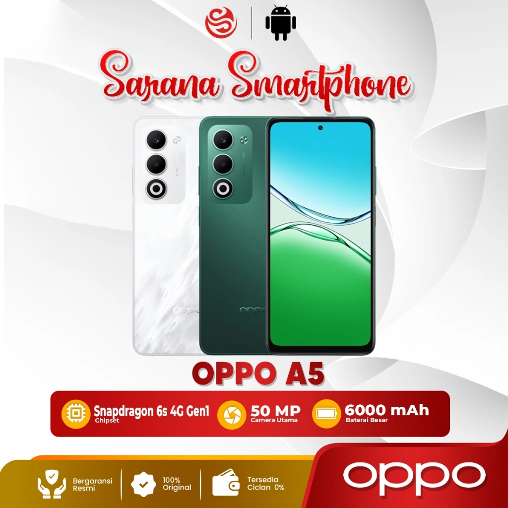 OPPO A5 8/128GB 8/256GB Smartphone Original Kerja Multitasking 6000mAh Kamera 50MP Garansi Resmi