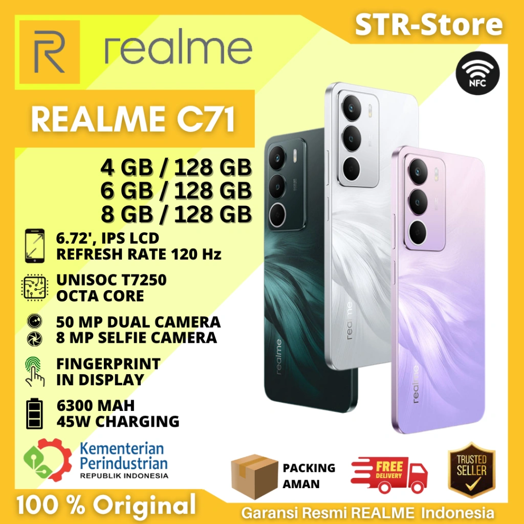 REALME C71 8/128 GB C 71 6/128 GB GARANSI RESMI REALME SMARTPHONE C71 4/128 GB - REALME C71