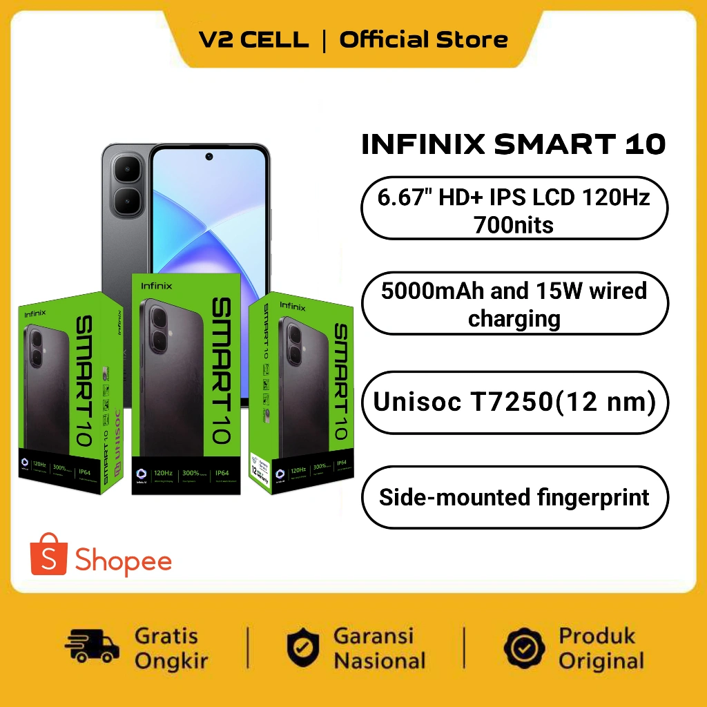 INFINIX SMART 10 RAM [4+64GB] /  [4+128GB] (UP TO 8GB) GARANSI RESMI 1TAHUN