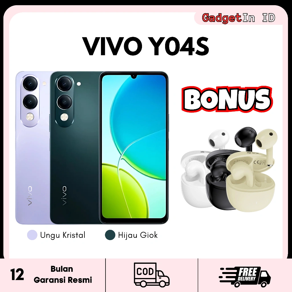 Vivo Y04s Ram 4GB/64GB Bonus TWS DAP D-T13 - Garansi Resmi