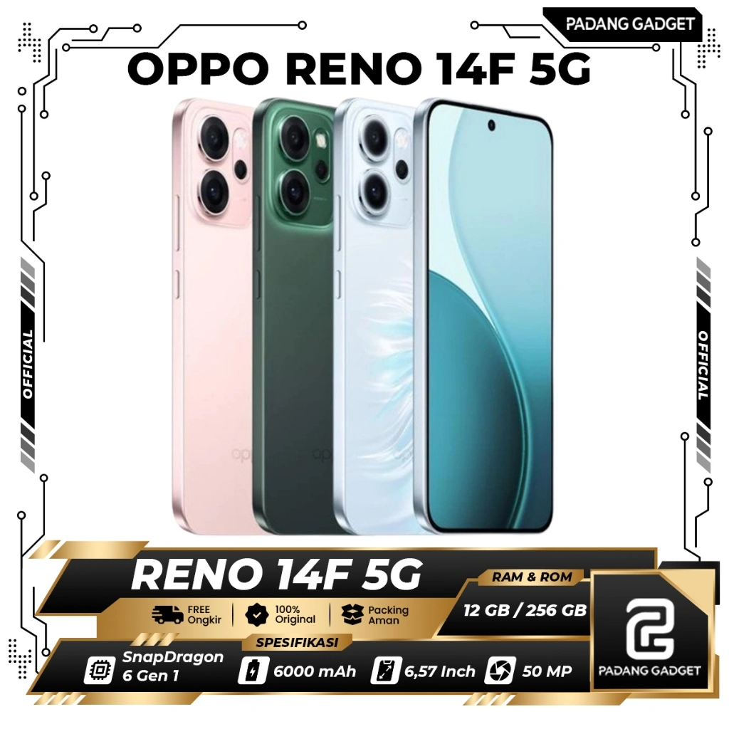 Oppo Reno 14F 5G 8/256 GB & 12/256 GB HP Smartphone Original 50 MP OIS Ultra Wide Bergaransi Resmi