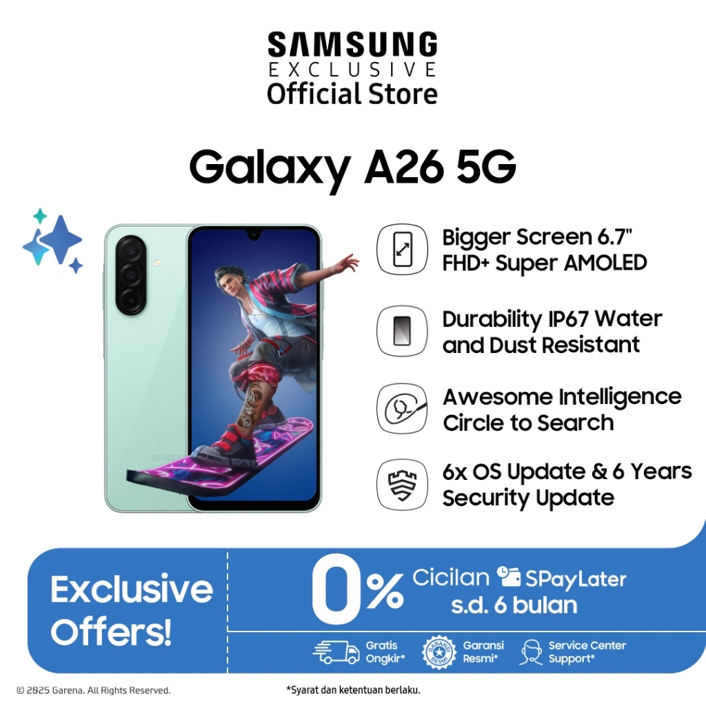 Samsung Galaxy A26 5G 8/128 GB - Light Green | Galaxy AI | Smartphone AI | Baterai 5000mAh