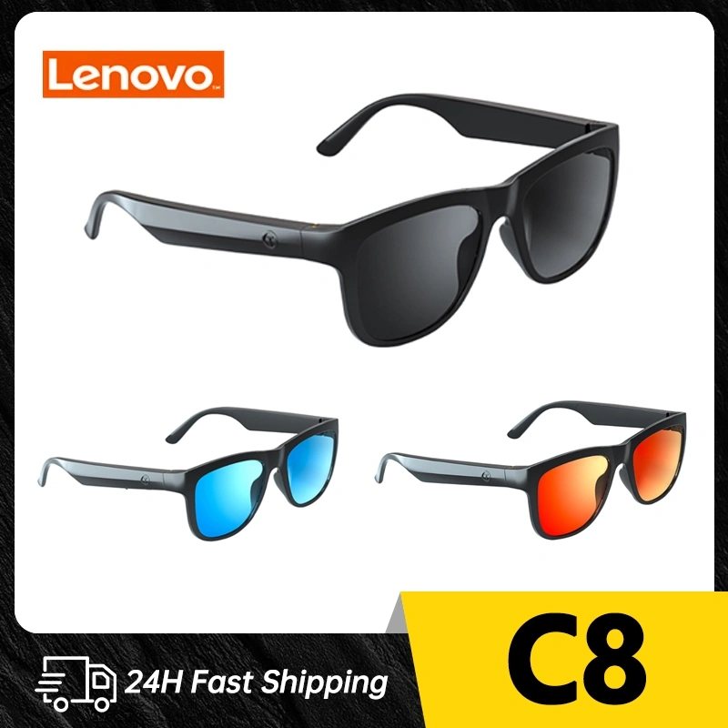 Lenovo LECOO C8 Smart Wireless BT Glasses Headset HD Sound Quality Touch Buttons Replaceable Polarized Lenses Light Weight Headphones
