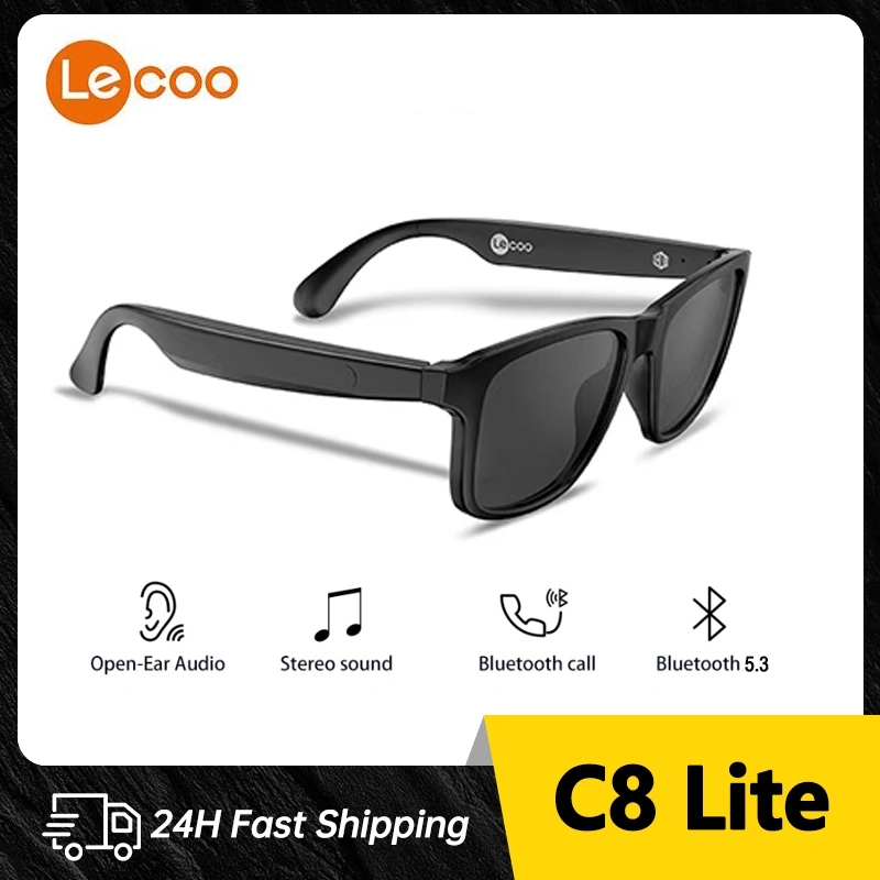 Lecoo C8 Lite Smart Glasses Headset Wireless Bluetooth 5.3 Sunglasses Outdoor Sport Earphones Calling Music Anti-Blue Eyeglasses