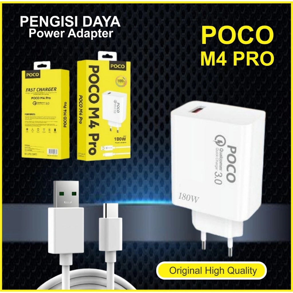 Charger Ori 100% pocophone poco 4pro 180w Support FastCharging qc3.0 kompatible semua hp smartphone PROMO