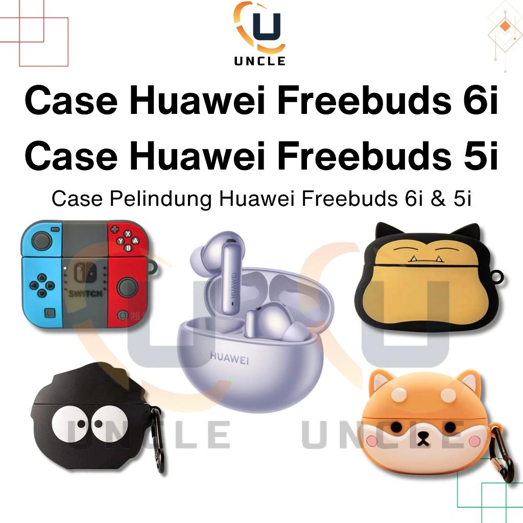 Case Huawei Freebuds 6i 3D Kartun Lucu Casing Earphone TWS Pelindung Cover Uncleid