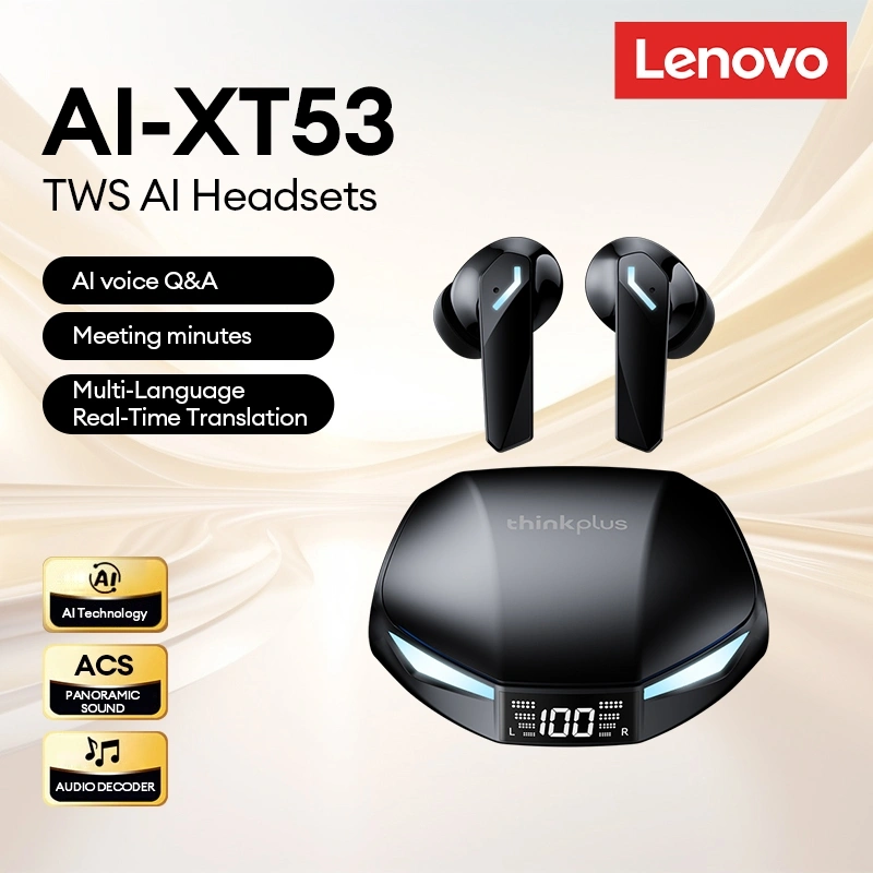 Lenovo Thinkplus XT53 AI TWS Earphone Bluetooth 5.4 Multi-Scenario Adaptability Real-time Translation Smart Headset