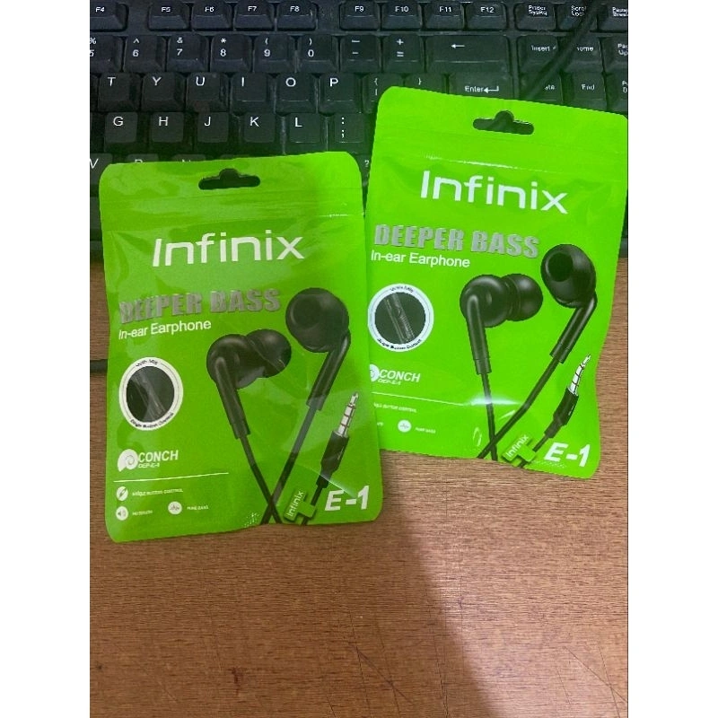 Headset Earphone Infinix Deeper Bass E-1 In-Ear Earphone Single Button Control With Mic