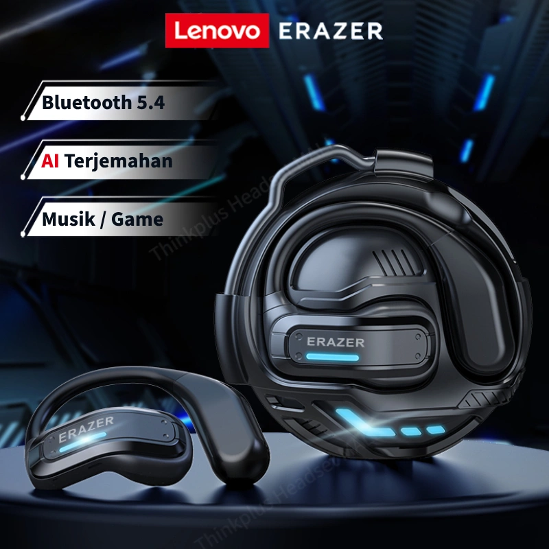 Lenovo ERAZER X8 TWS Transformer Earphone Bluetooth 5.4 Headset Wireless Gaming Open Ear AI Terjemahan Henset Earhook HIFI Bass OWS Transformers Headset Mechanical Design Noise Reduction Low Latency Music Olahraga Panggilan HD Headphone Dengan Mic