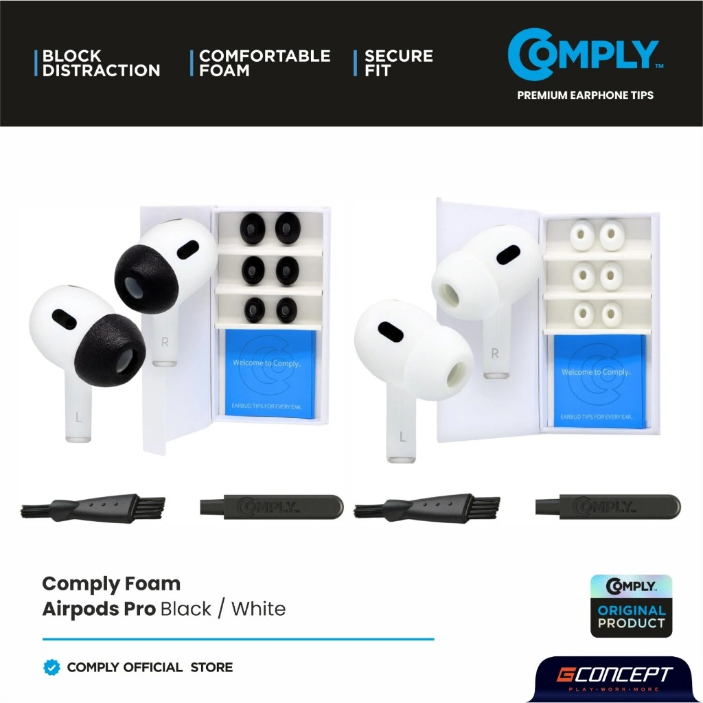COMPLY Foam Tips Compatible with Apple Airpods Pro Gen 1 & Gen 2 ORIGINAL
