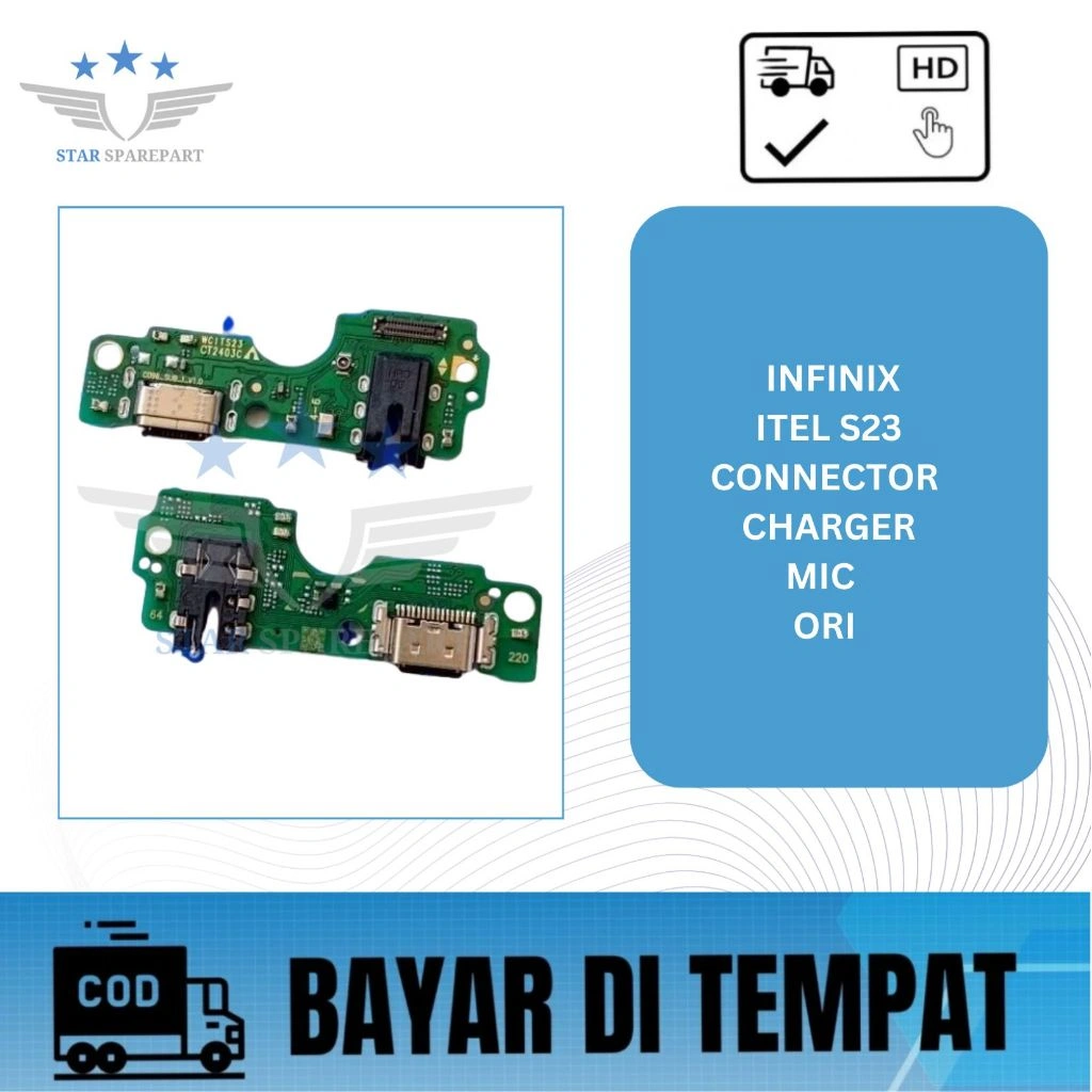 FLEXIBEL INFINIX ITEL S23 + CONNECTOR CHARGER + CONNECTOR HANDSFREE + MIC ORI