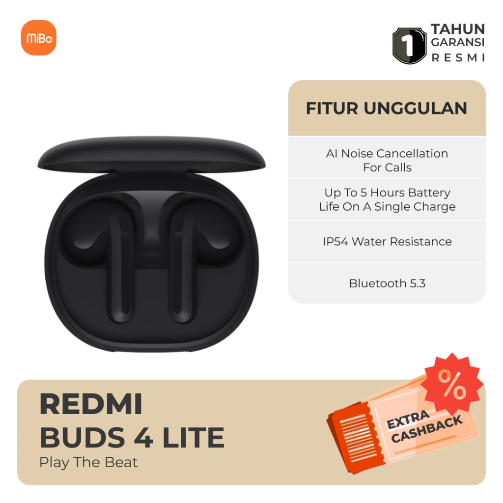 Xiaomi Redmi Buds 4 Lite True Wireless Bluetooth Earphones TWS Garansi Resmi