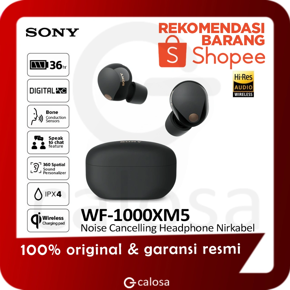 SONY Headset TWS WF-1000XM5 WF1000XM5 WF 1000 XM5 Noise Canceling Truly Wireless