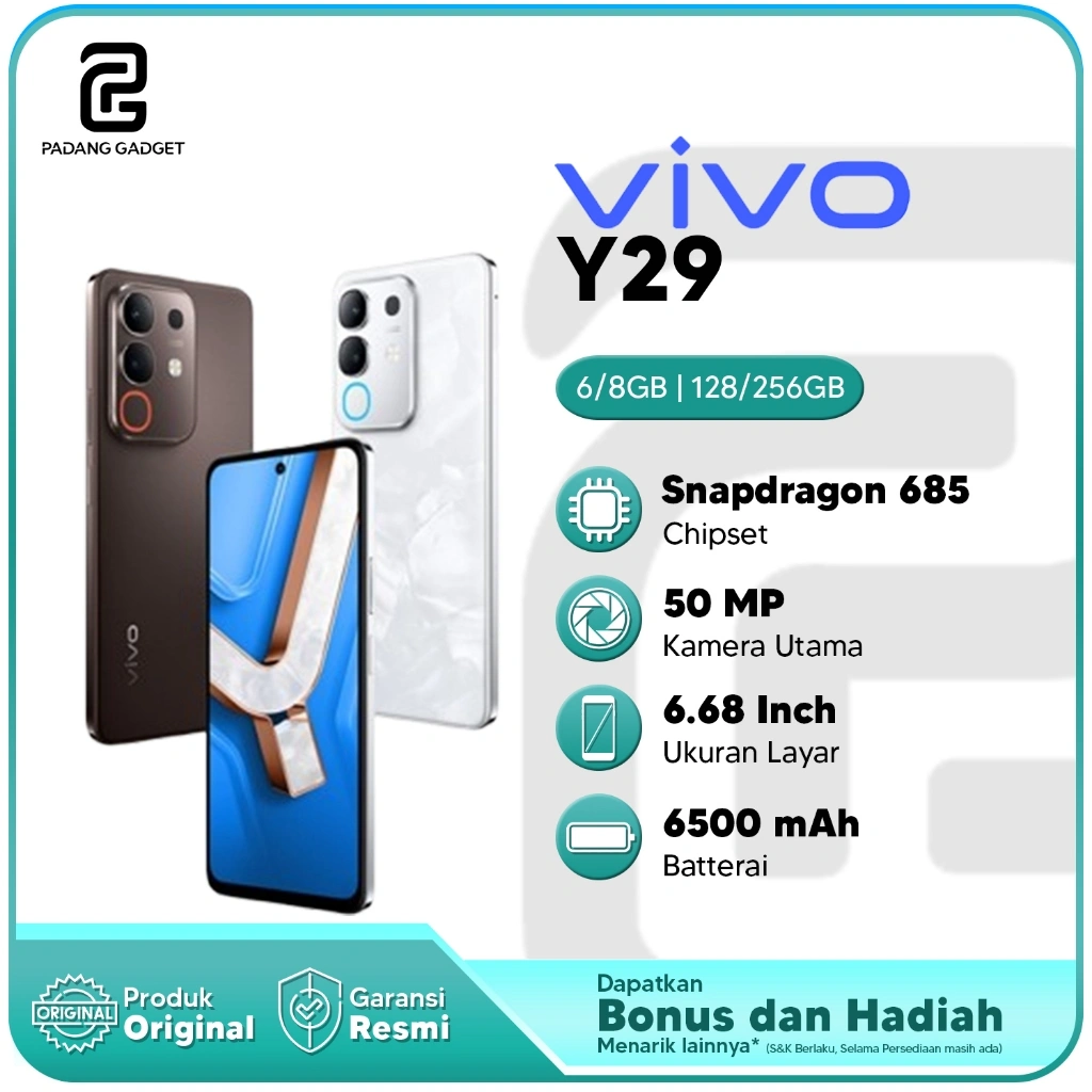 Vivo Y29 4G LTE 8+8/128GB | 8+8/256GB Hp Android Smartphone Original Garansi Resmi