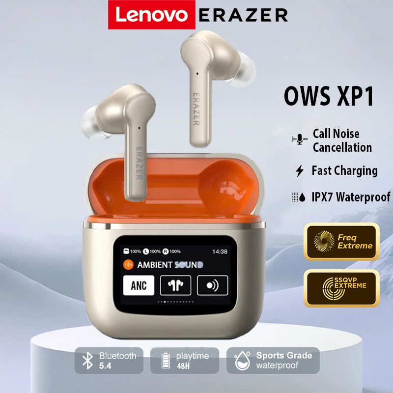 Lenovo ERAZER XP1 TWS Headset Bluetooth 5.4 Nirkabel Layar LED Berwarna OWS Earbuds Smart Touch ANC Noise Reduction Multifungsi True Wireless Earphone HIFI Stereo Full Bass Headphone In-ear Long Battery Life Dengan Mic