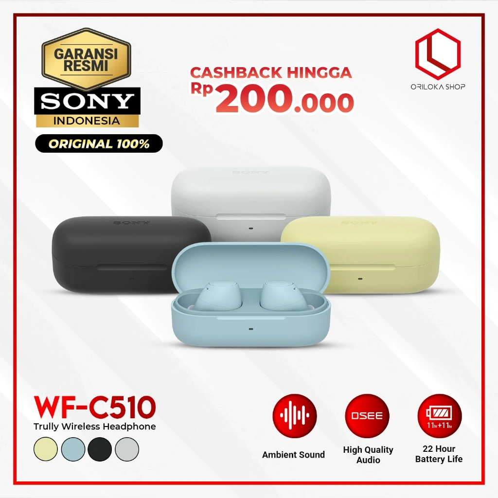 Sony WF-C510 / WFC 510 Truly Wireless Bluetooth Earbuds With Multiple Connection - Garansi Resmi
