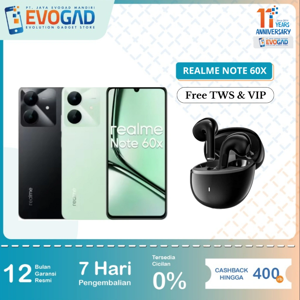 Realme Note 60x 4/64 & 4/128GB, Layar 90Hz, 5000mAh Rainwater Smart Touch Unisoc Tiger T612 | Garansi Resmi Realme Indonesia 1 Tahun