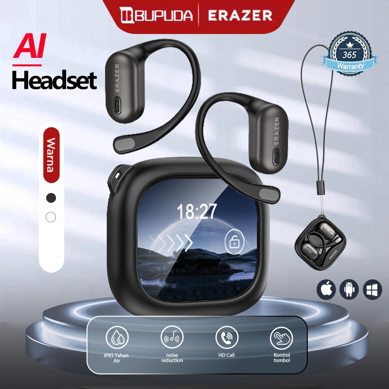 BUPUDA X Lenovo ERAZER XF38 Open Wireless Earphones LCD Smart Screen IPX5 ENC Noise Reduction Bluetooth V5.4
