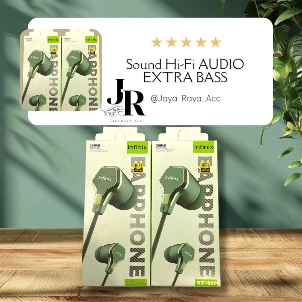 Headset Infinix Earphone Hi-Fi Audio Extra Bass Sound Effect Clear Human Voice Noise Isolation