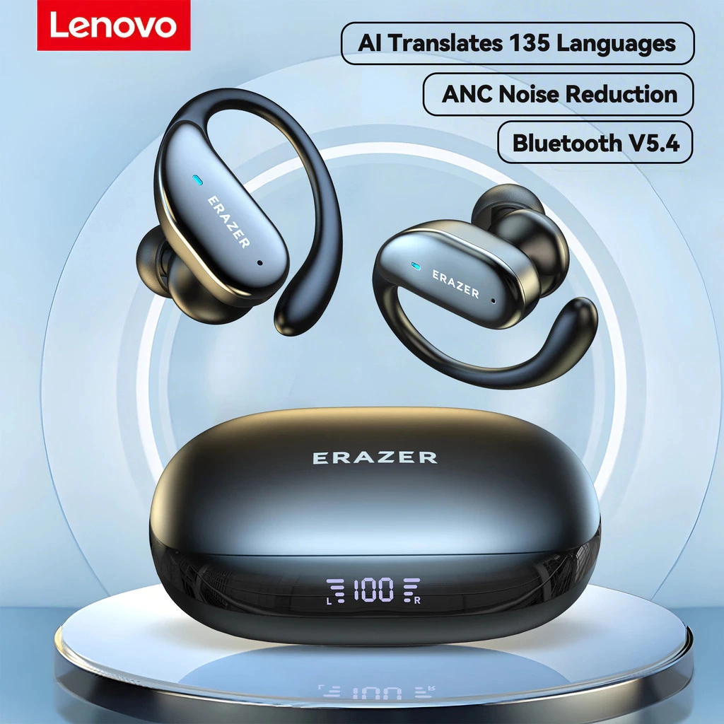Lenovo ERAZER XT80 PRO TWS AI Smart Translation Wireless Headset Bluetooth 5.4 Earphone True Sports Noise Reduction Headset Bass Super Button Control Earbuds HiFi Stereo Olahraga Headphone With Mic