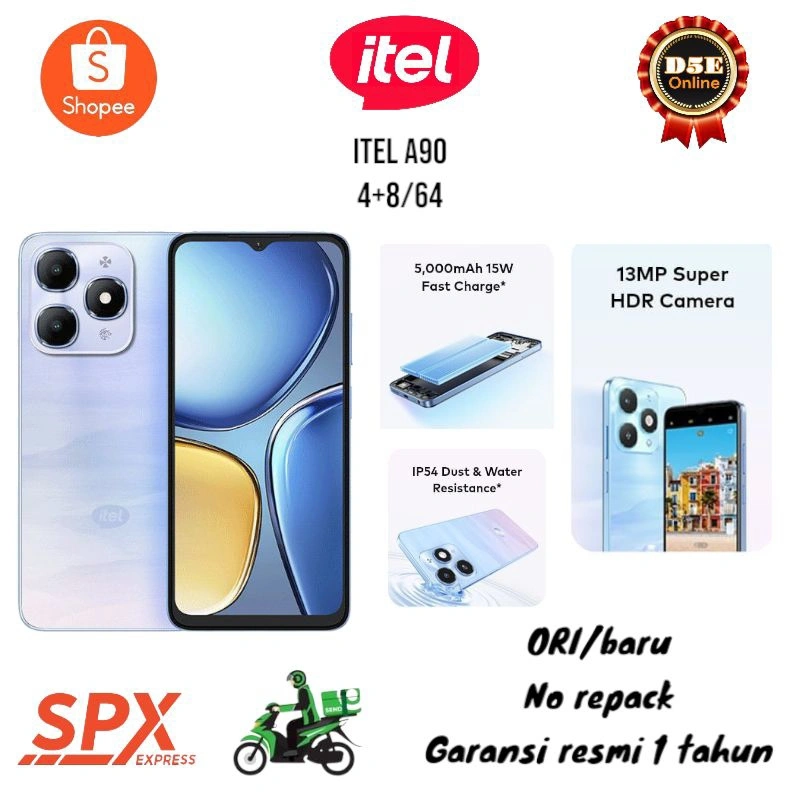 Smartphone Itel A90  4+8/64 TERMURAH dengan IP54 water resistance