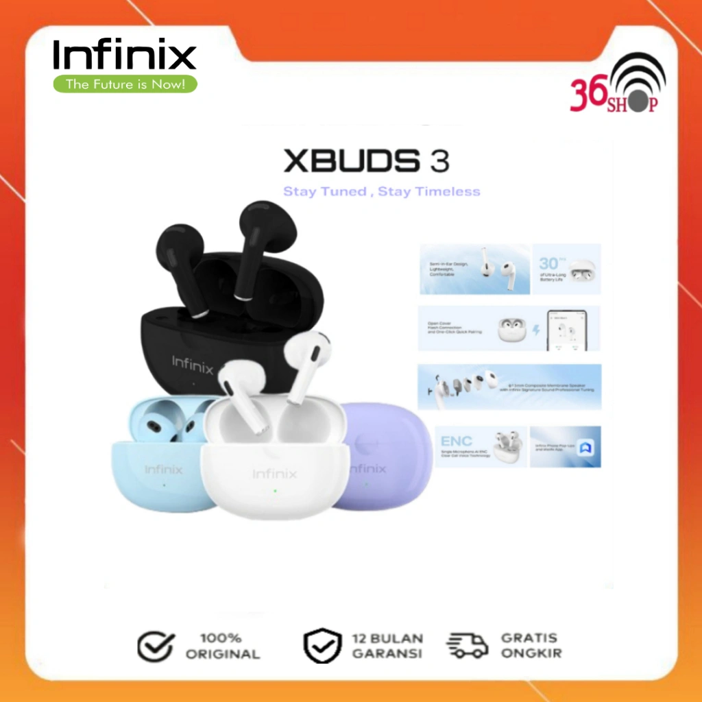 Infinix TWS XE31 | Infinix XBuds 3 Earphone Nirkabel Bluetooth 30 Jam Battery Life Garansi [by CARLCARE]