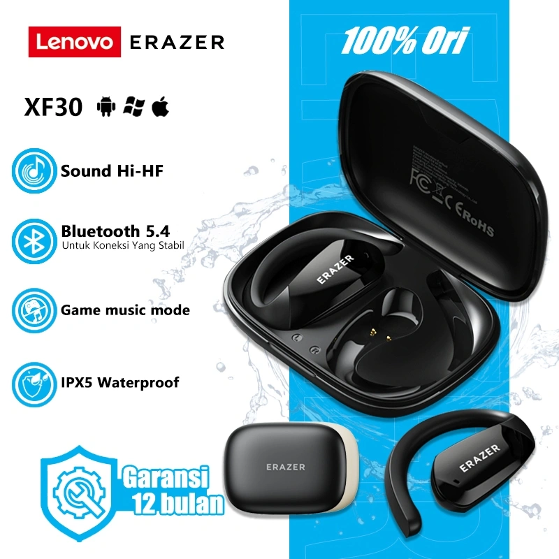 Lenovo ERAZER XF30 Open-Ear Earphone Bluetooth 5.4 OWS Bass Boost Headset IPX5 Sport Earbud  HTC NE39 Wireless Headset