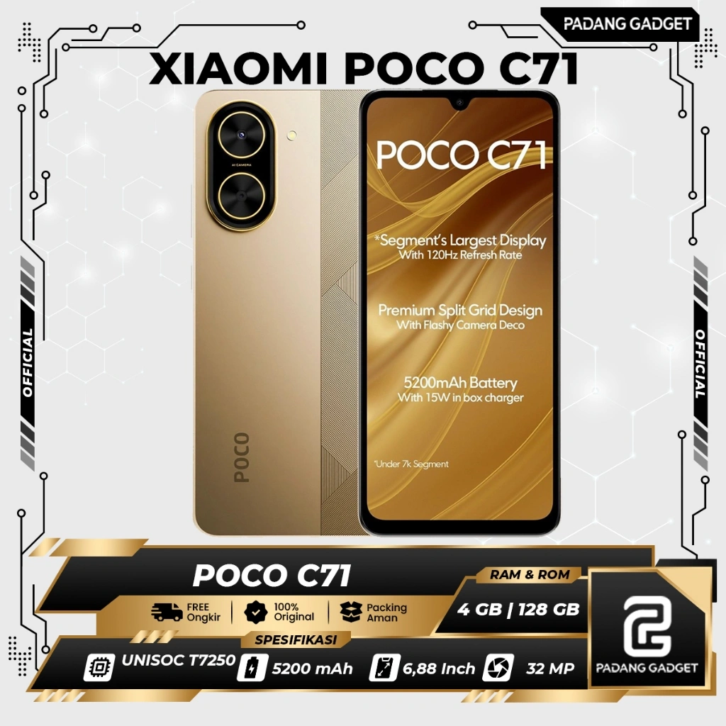Xiaomi Poco C71 4/128 GB HP Android Smartphone Original Garansi Resmi 1 Tahun