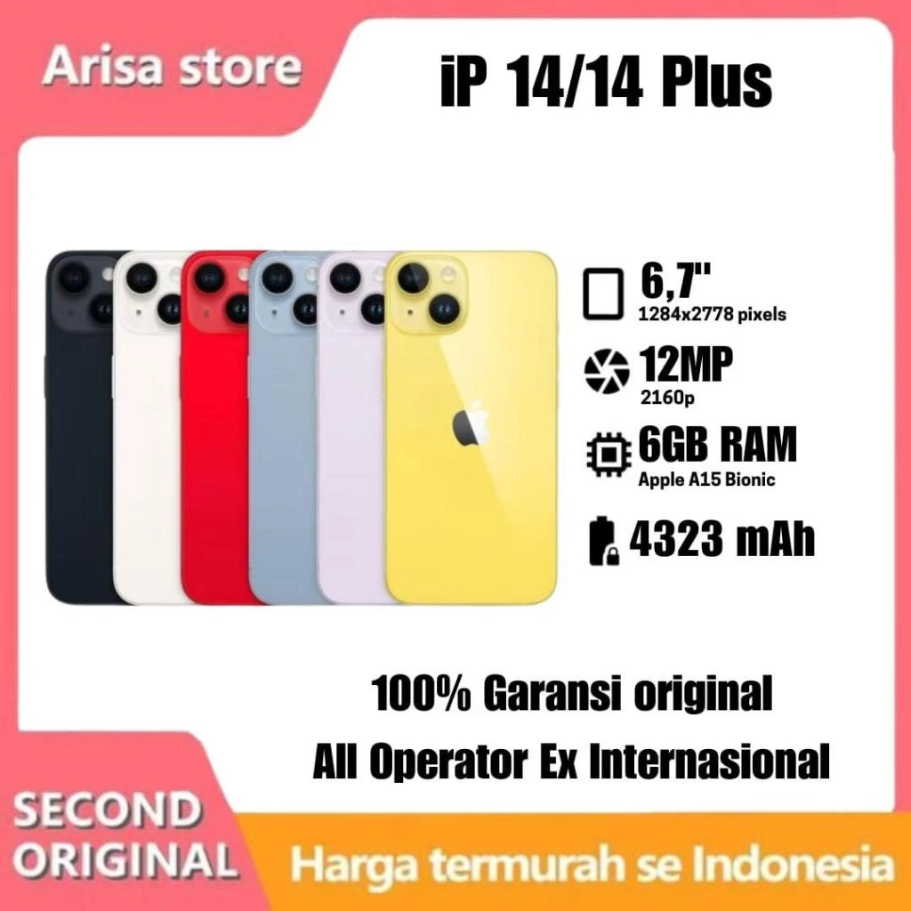 IPHONE 14 Plus SECOND ORIGINAL  IPHONE 14 BEKAS MULUS FULLSET