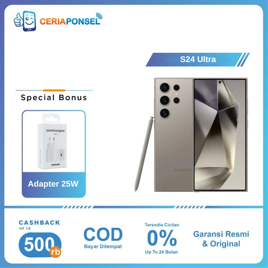 Samsung Galaxy S24 Ultra 5G AI Smartphone 12/256GB |12/512GB | 12/1TB | Garansi Resmi SEIN 1 Tahun