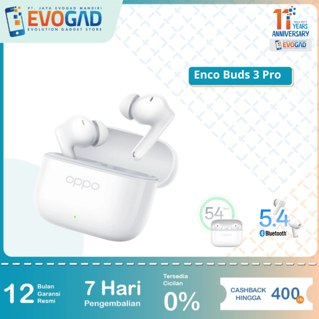 OPPO Enco Buds 3 Pro True Wireless Earbuds | Music Keeps Flowing | 12 Jam Pemutaran Nonstop | Garansi Resmi Oppo Indonesia 1 Tahun