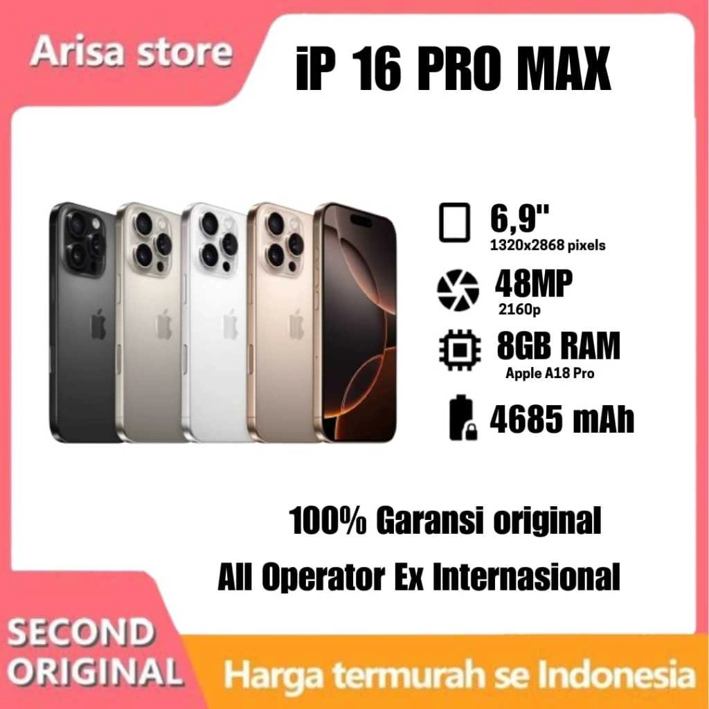 iPhone 16 Pro Max 1TB 512GB 256GB Second Original Fullset Mulus
