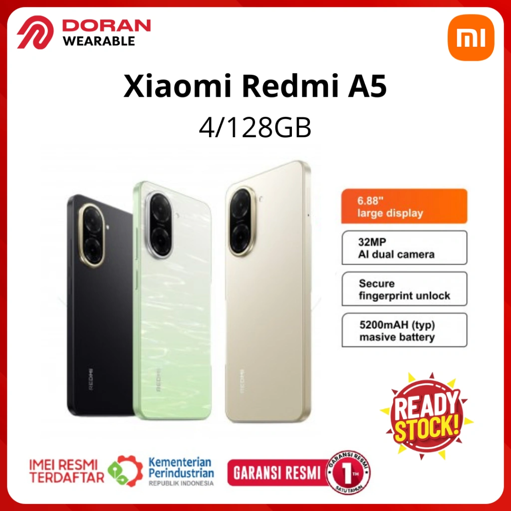 Xiaomi Redmi A5 4/128GB | Kamera hebat 32MP | Desain memikat 6.88" display | Baterai kuat 5200 mAh (typ) | Octa-Core processor anti lemot - Garansi Resmi TAM 1 Tahun
