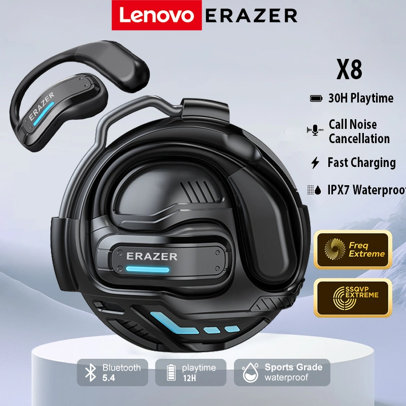 Lenovo ERAZER X8 AI Earphone Bluetooth Wireless OWS headset 5.4  Gaming Stereo Bass HiFi dengan Mikrofone arphone Olahraga