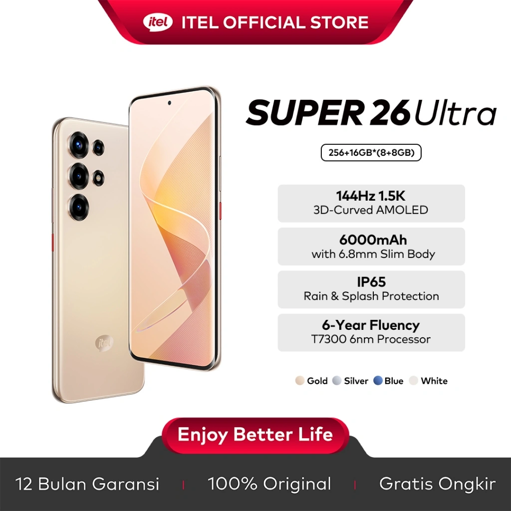 [Free Case] itel S26 Ultra 8+8/256GB | 144Hz 1.5K AMOLED, 6000mAh, IP65 Waterproof, Gorilla Glass 7i, AI Eraser, NFC