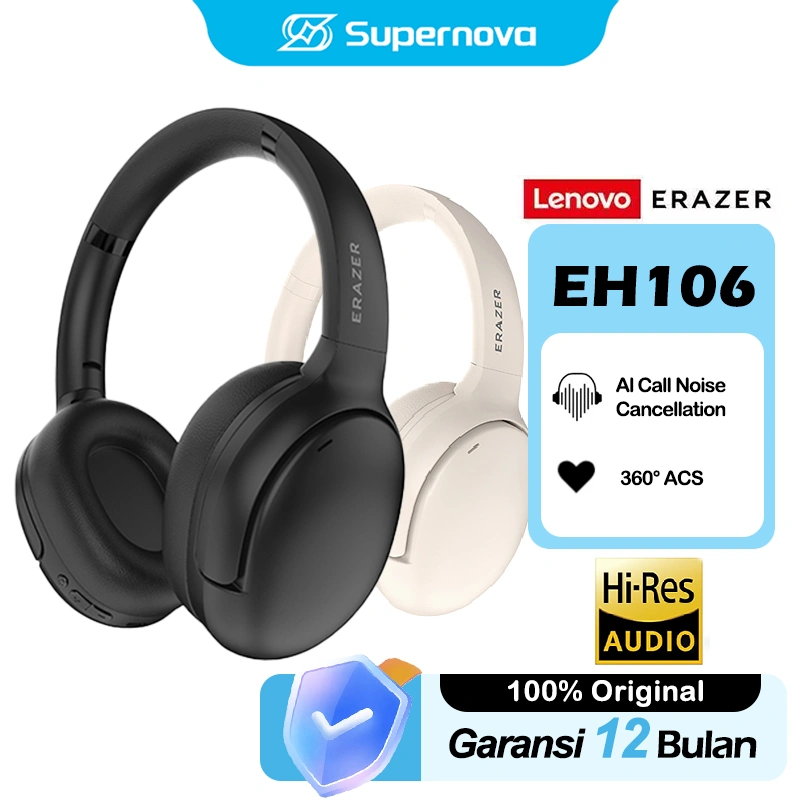 Lenovo ERAZER EH106 Foldable Al Call Noise Cancellation Bluetooth Wireless Headset Headphone Earphone BT5.4
