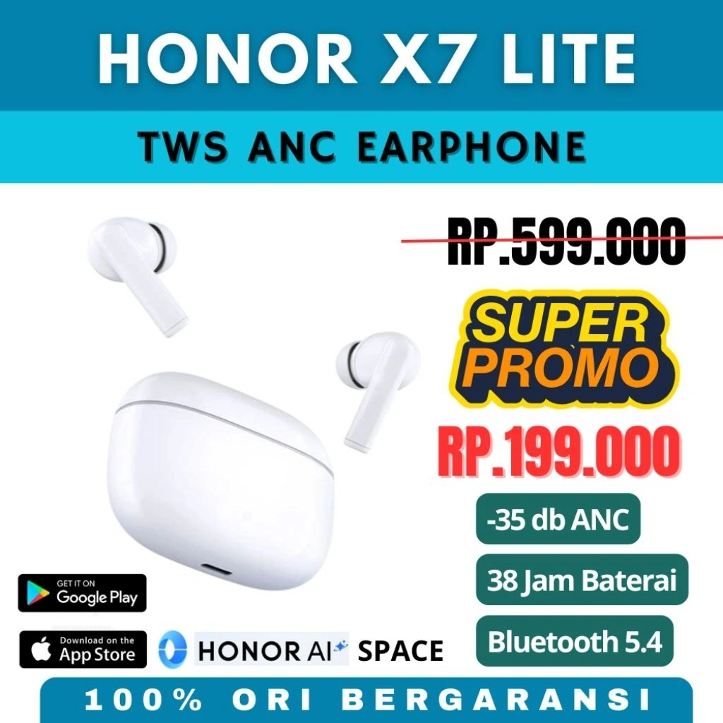 Honor Choice X7 Lite TWS Active Noise Cancelling Bluetooth Earphone Low Latency Gaming