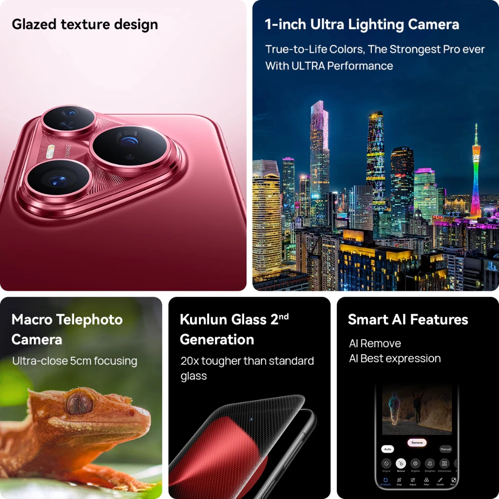 HUAWEI Pura 80 Pro Smartphone | 12GB/512GB - 1-inch Sensor | Macro Telephoto | Kunlun Glass | 100W | Smart AI