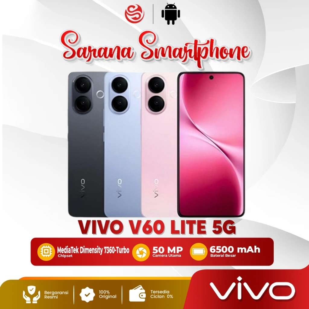 Vivo V60 Lite 5G 8/256GB 12/256GB | HP Vivo Android Terbaru | Smartphone Original Garansi Resmi