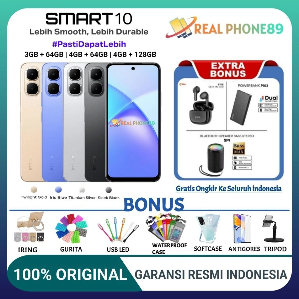 Infinix Smart 10 HD 4GB + 64GB | Smart 10 Ram 4GB + 128GB Garansi Resmi