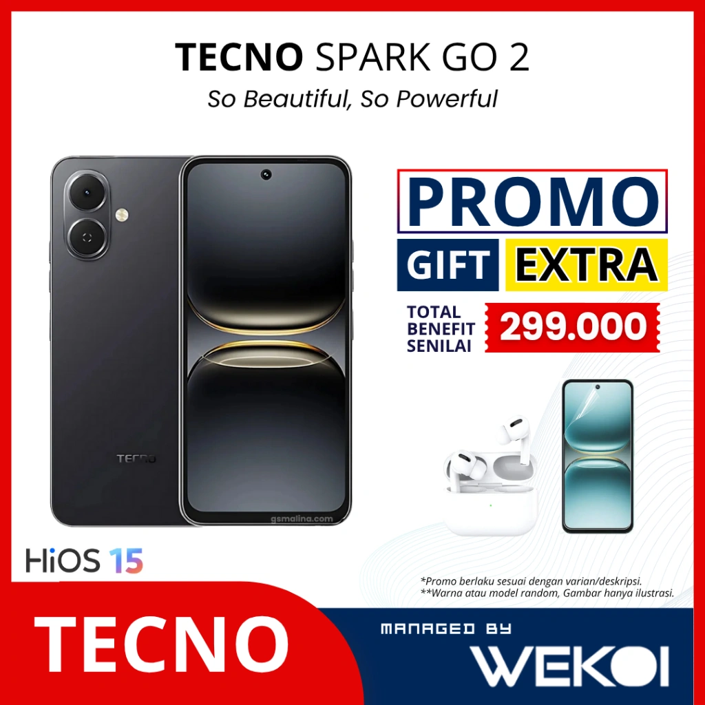 TECNO SPARK GO 2 Smartphone Original RAM 3/64GB 4/64GB 4/128GB Garansi Resmi 1 Tahun